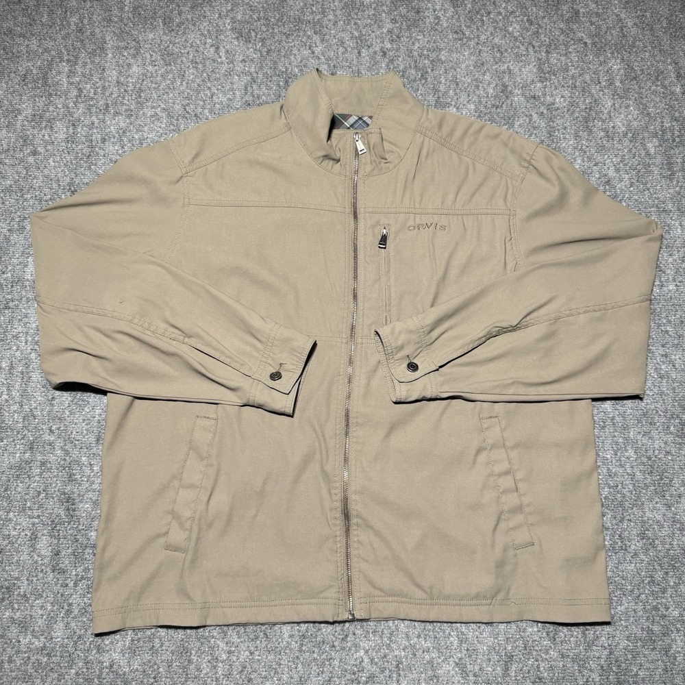 Orvis‎ Brown Kakhi Nylon Full Zip Up Jacket Style Orvis Men's Size XL